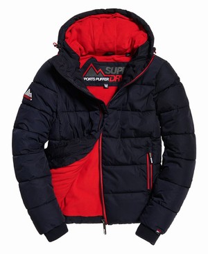 Superdry Sports Puffer Férfi Kabát Sötétkék/Világos Piros | OFHUI7681